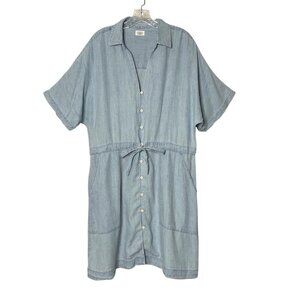 Faherty Tried & True Chambray Oakley Dress Arctic Sea Wash Women’s Size Large